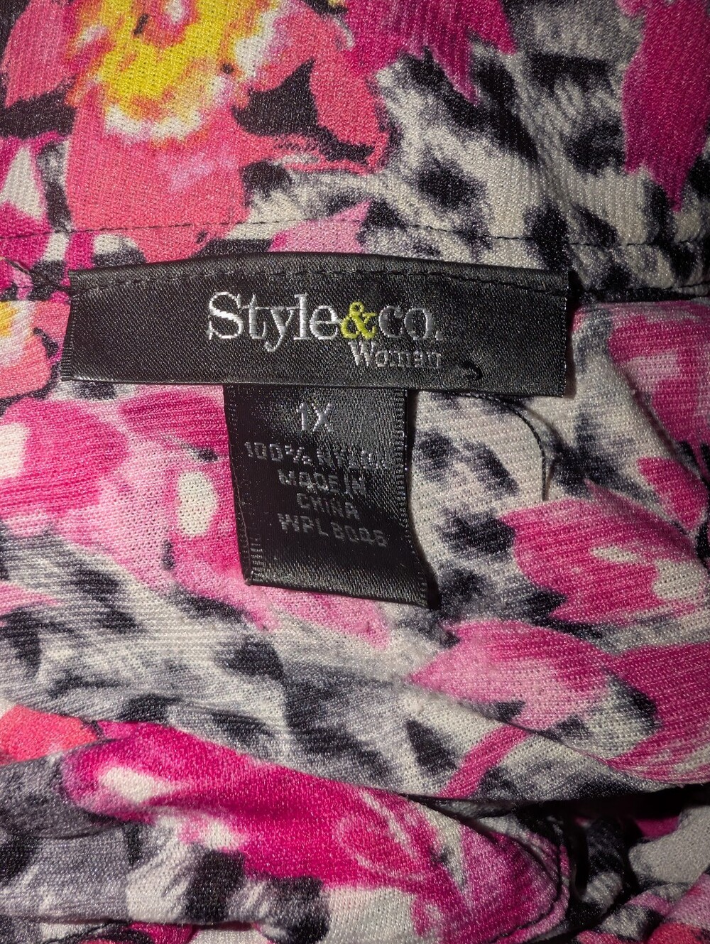 Style & Co. Mesh Button Down Top 1X Floral Animal Print NWOT - Picture 4 of 5